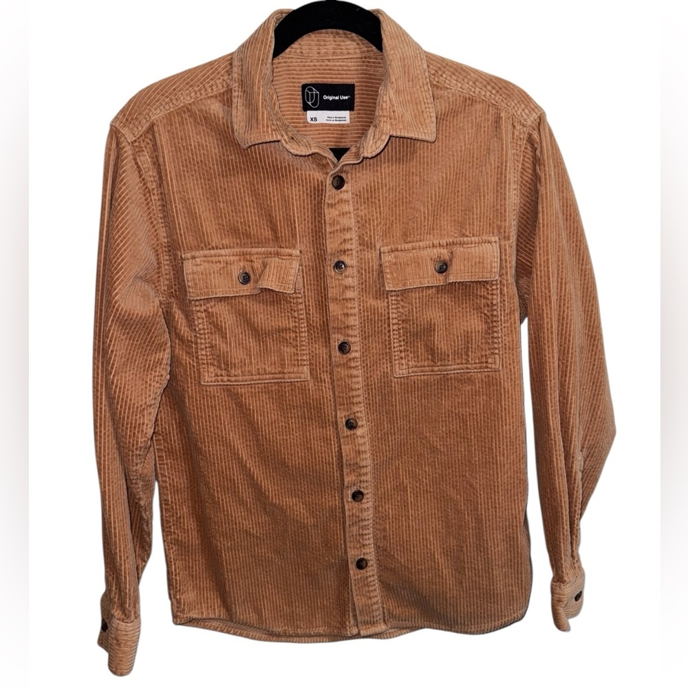 Original Use Corduroy Button Up Overshirt Tan Brown XS